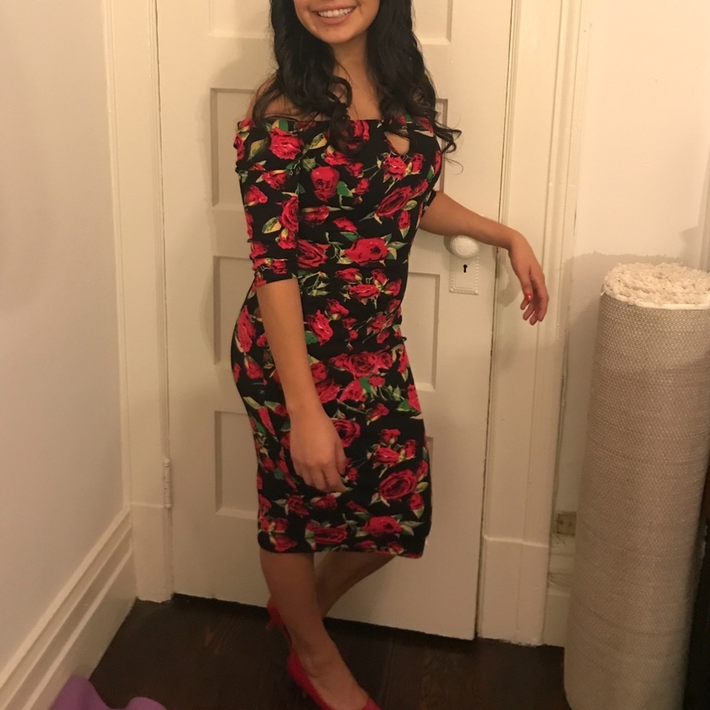 Rose mid length dress